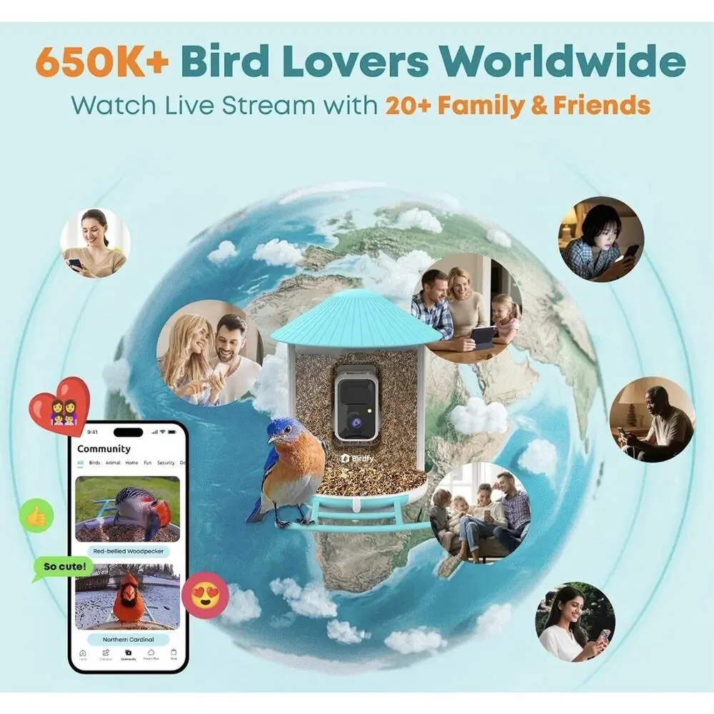 Netvue Birdfy Smart Bird Feeder with 2K AI Camera, Auto Capture Videos & Motion